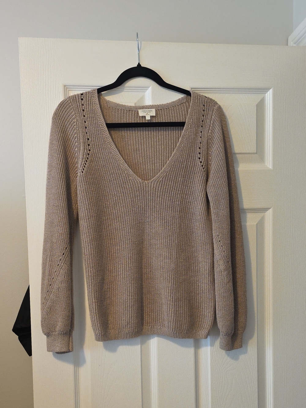 Gentle Fawn Taupe V-Neck Knit Sweater